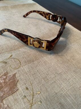 VERSACE Tortoiseshell Women’s Medallion Accent Glasses - Brown & Gold